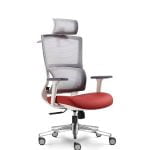 كرسي شبك متحرك لون رصاصي فاتح مع احمر