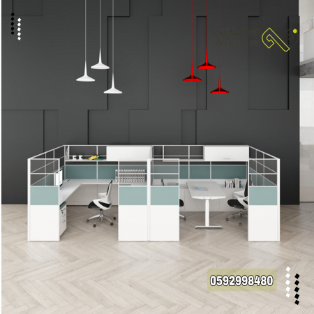 وحدة عمل اولومينيوم سطح خشبي مكاتب عمل فن المكاتب للاثاث المكتبي محطات عمل مكتبيه وحدات عمل