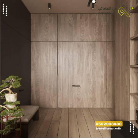 فن المكاتب ديكورات خشبيه ديكور خشبي . تلبيسات جداريه. تكسيات